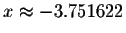 $x\approx
-3.751622$