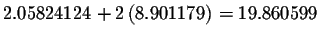 $2.05824124+2\left( 8.901179\right) =19.860599$