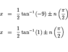 \begin{displaymath}\begin{array}{rclll}
&& \\
x &=&\displaystyle \frac{1}{2}\ta...
... \displaystyle \frac{\pi }{2}\right)
\\
&& \\
&&
\end{array}\end{displaymath}